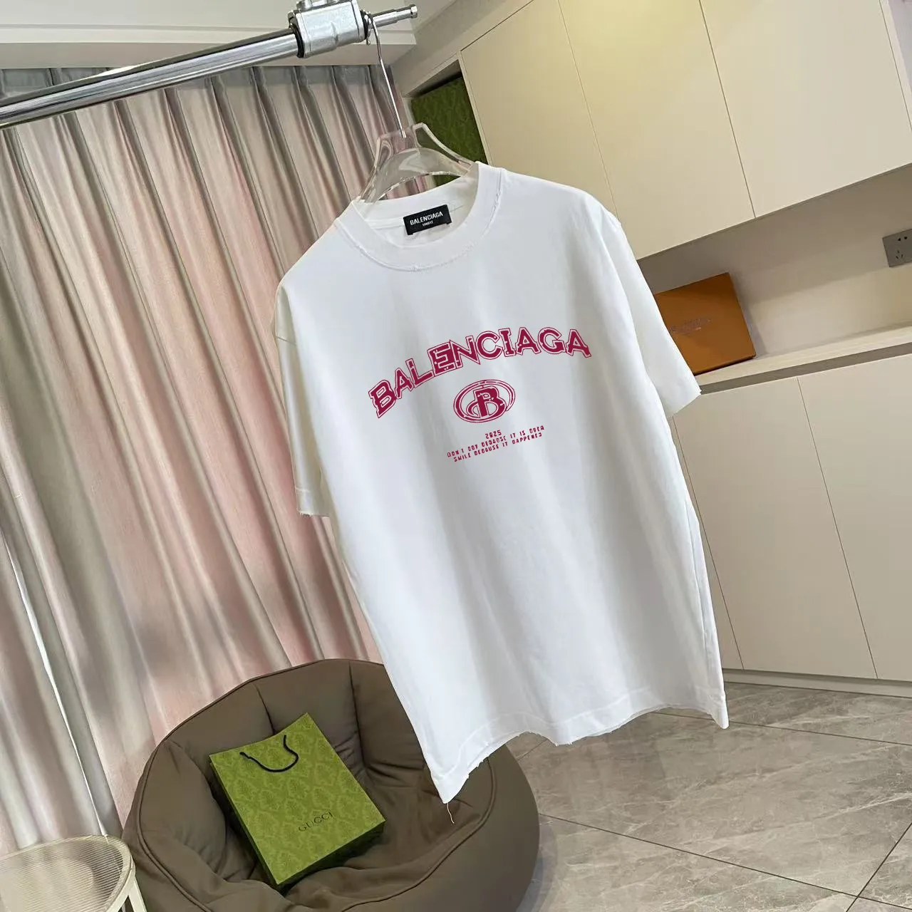 BALENCI*GA 2025 New Arrival logo 320g T Same Style Size：S M L XL XXL ：Black White Red Black